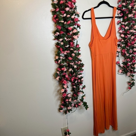 Spiegel Orange Spaghetti Strap V-Neck Dress Women’s Large Bodycon Party Bright - Picture 5 of 10